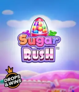 Dive into the delightful world of the Sugar Rush slot game by Pragmatic Play, with a vibrant candy dispenser set against a fantastic candyland background. This image captures the playfulness of the game, adorned with vivid candies and engaging typography. Great for those with a sweet tooth, delivering endless entertainment. 